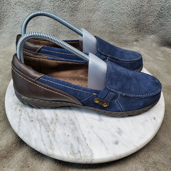 Natural Soul Shoes Womens Size 7 Blue & Brown Leather Slip On Loafers - Picture 7 of 9